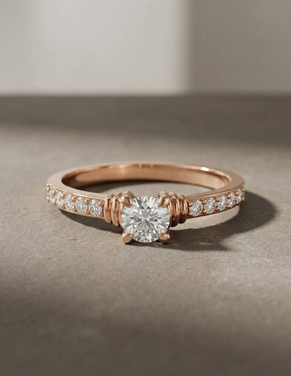 Anillo de compromiso de oro 14 k zirconia cúbica 8