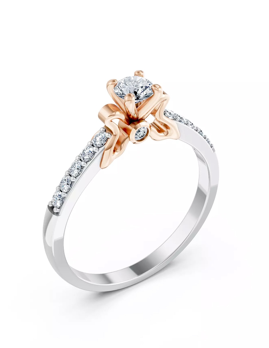Anillo de compromiso de oro 9 k zirconia cúbica 6