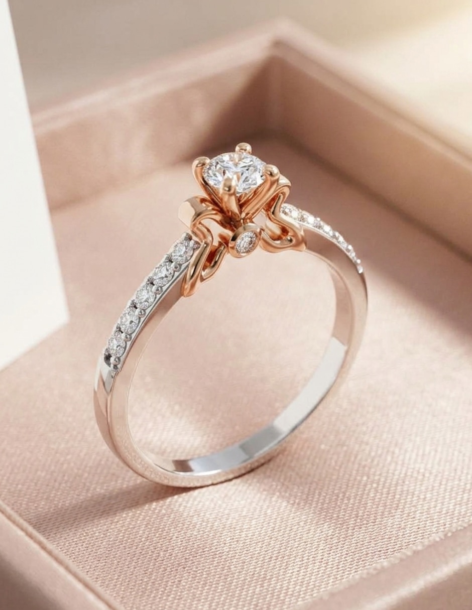 Anillo de compromiso de oro 9 k zirconia cúbica 7