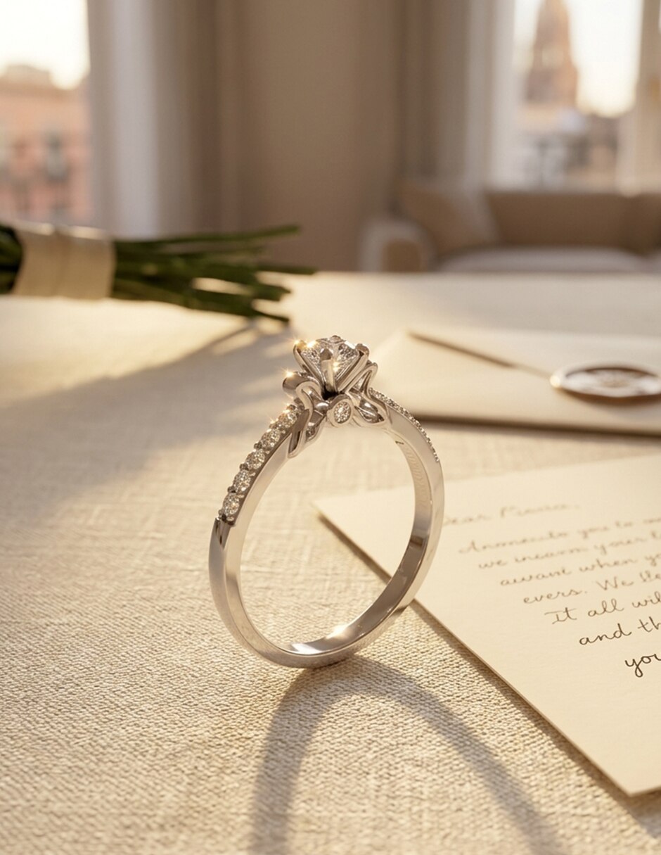 Anillo de compromiso de oro 18 k Amore Mio! 8