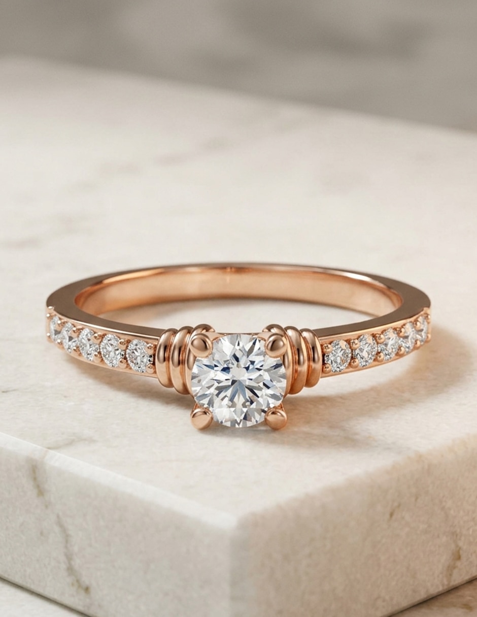 Anillo de compromiso de oro 18 k zirconia cúbica 6