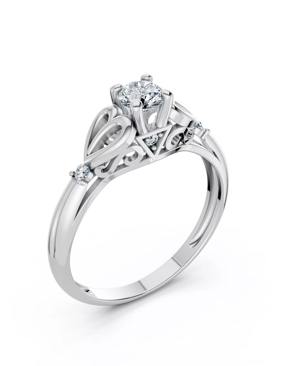 Anillo de compromiso de oro 14 k zirconia cúbica 6