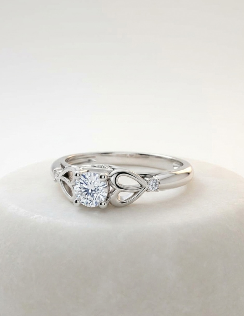 Anillo de compromiso de oro 14 k zirconia cúbica 7