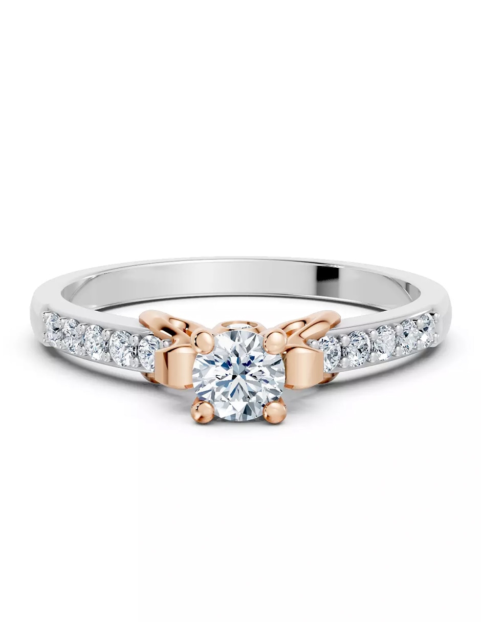Anillo de compromiso de oro 14 k zirconia cúbica