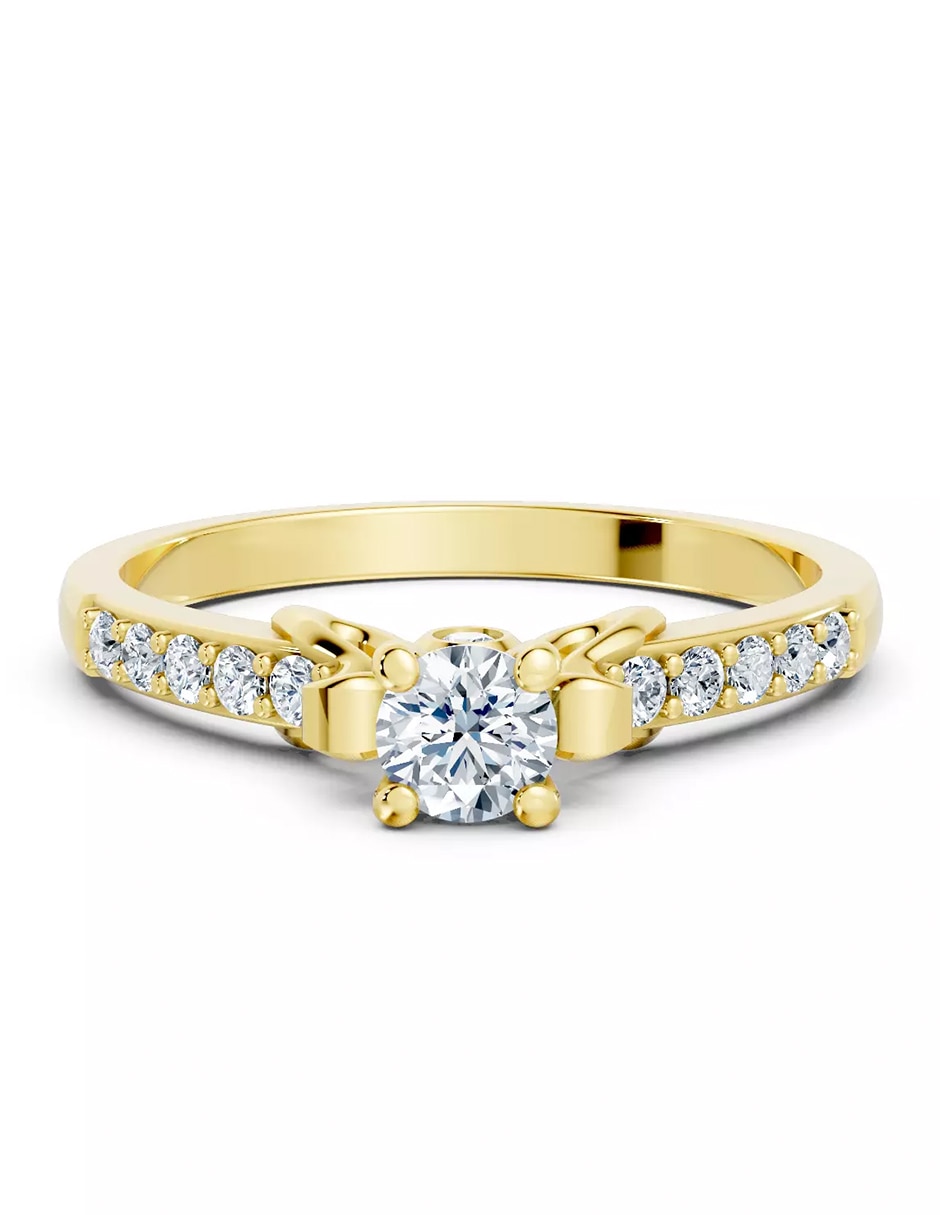 Anillo de compromiso de oro 14 k Amore Mio zirconia cúbica