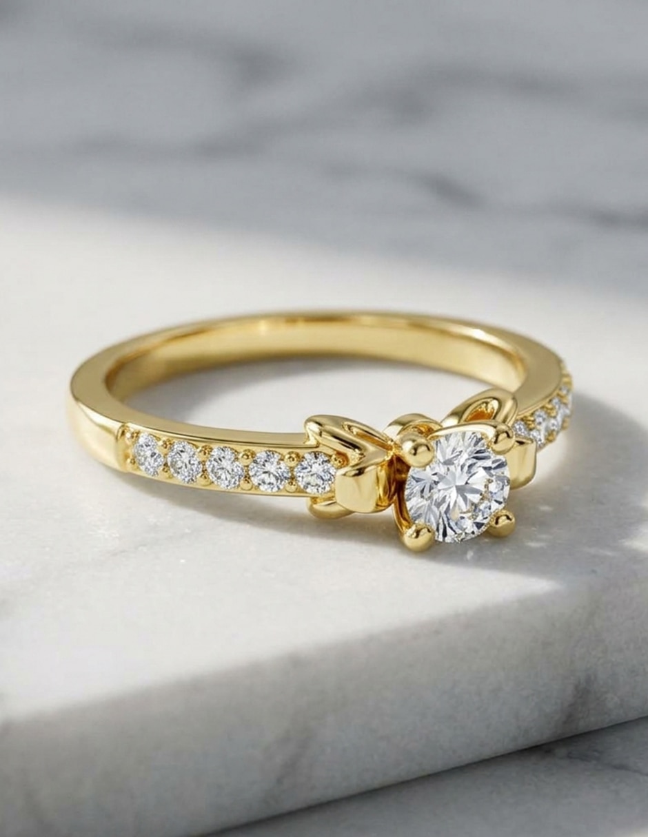 Anillo de compromiso de oro 14 k Amore Mio zirconia cúbica
