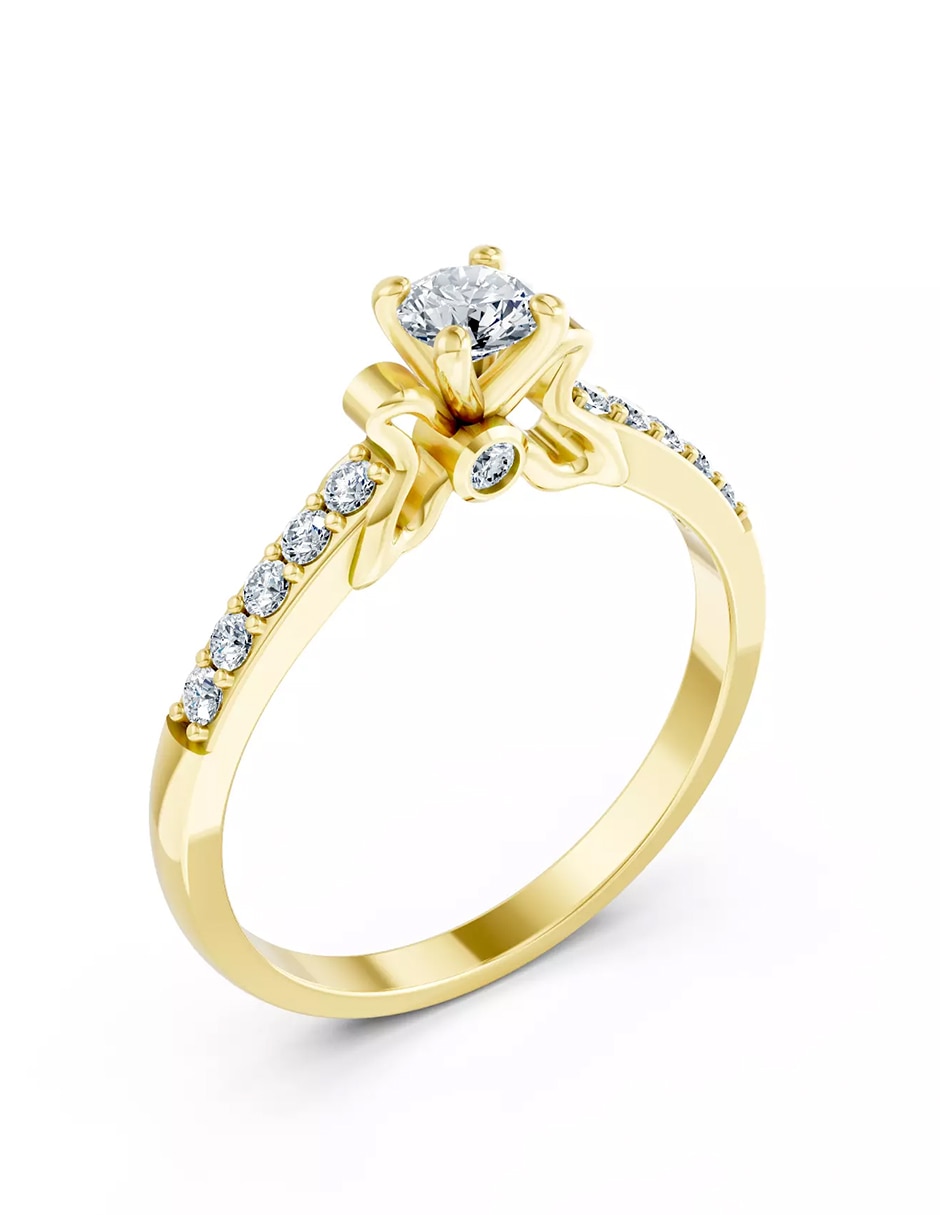 Anillo de compromiso de oro 14 k Amore Mio zirconia cúbica