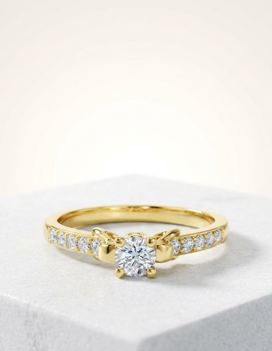 Anillo de compromiso de oro 14 k Amore Mio zirconia cúbica