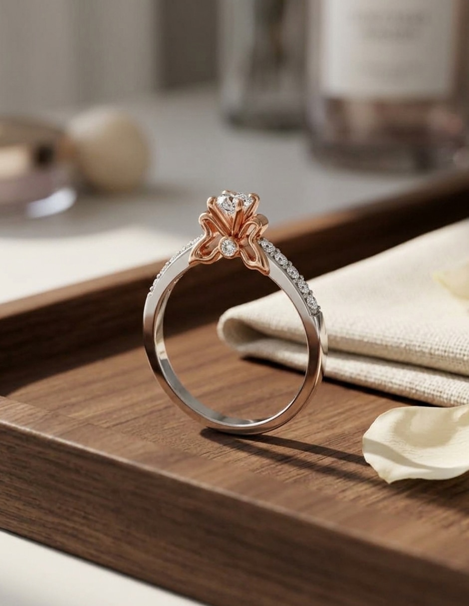 Anillo de compromiso de oro 18 k zirconia cúbica 8