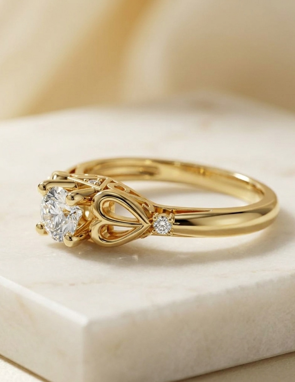 Anillo de compromiso de oro 14 k Amore Mio zirconia cúbica