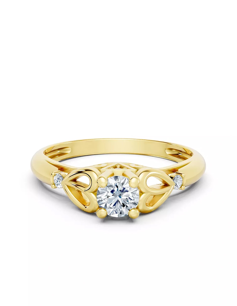 Anillo de compromiso de oro 18 k zirconia cúbica