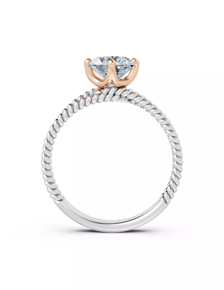 Anillo de compromiso de oro 14 k zirconia cúbica 3