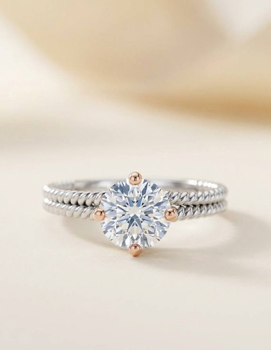 Anillo de compromiso de oro 14 k zirconia cúbica 5