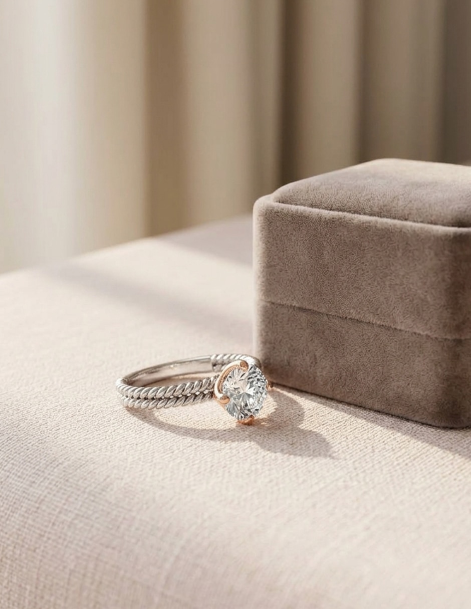 Anillo de compromiso de oro 14 k zirconia cúbica 6