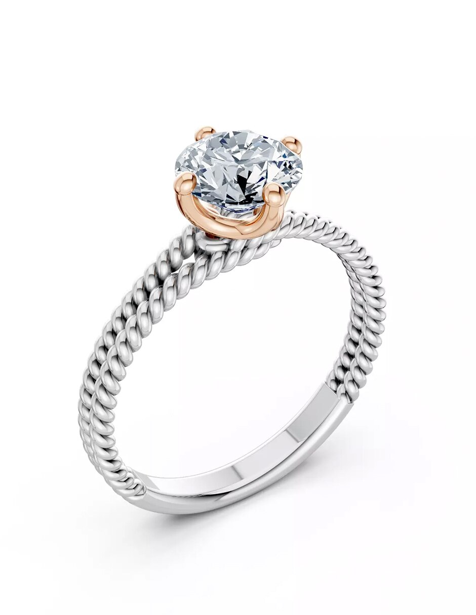 Anillo de compromiso de oro 14 k zirconia cúbica 7