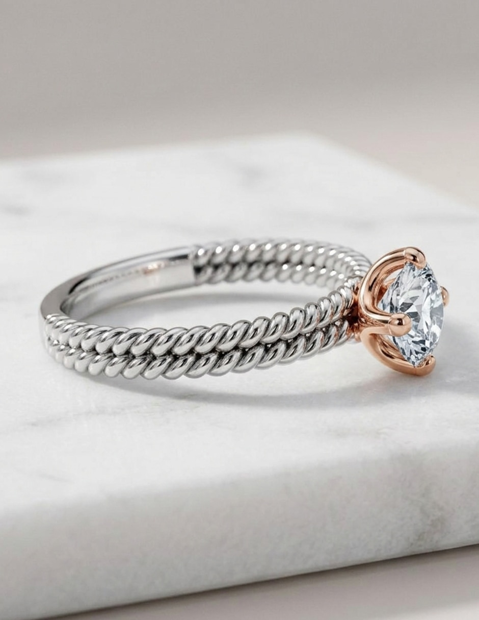 Anillo de compromiso de oro 14 k zirconia cúbica 8