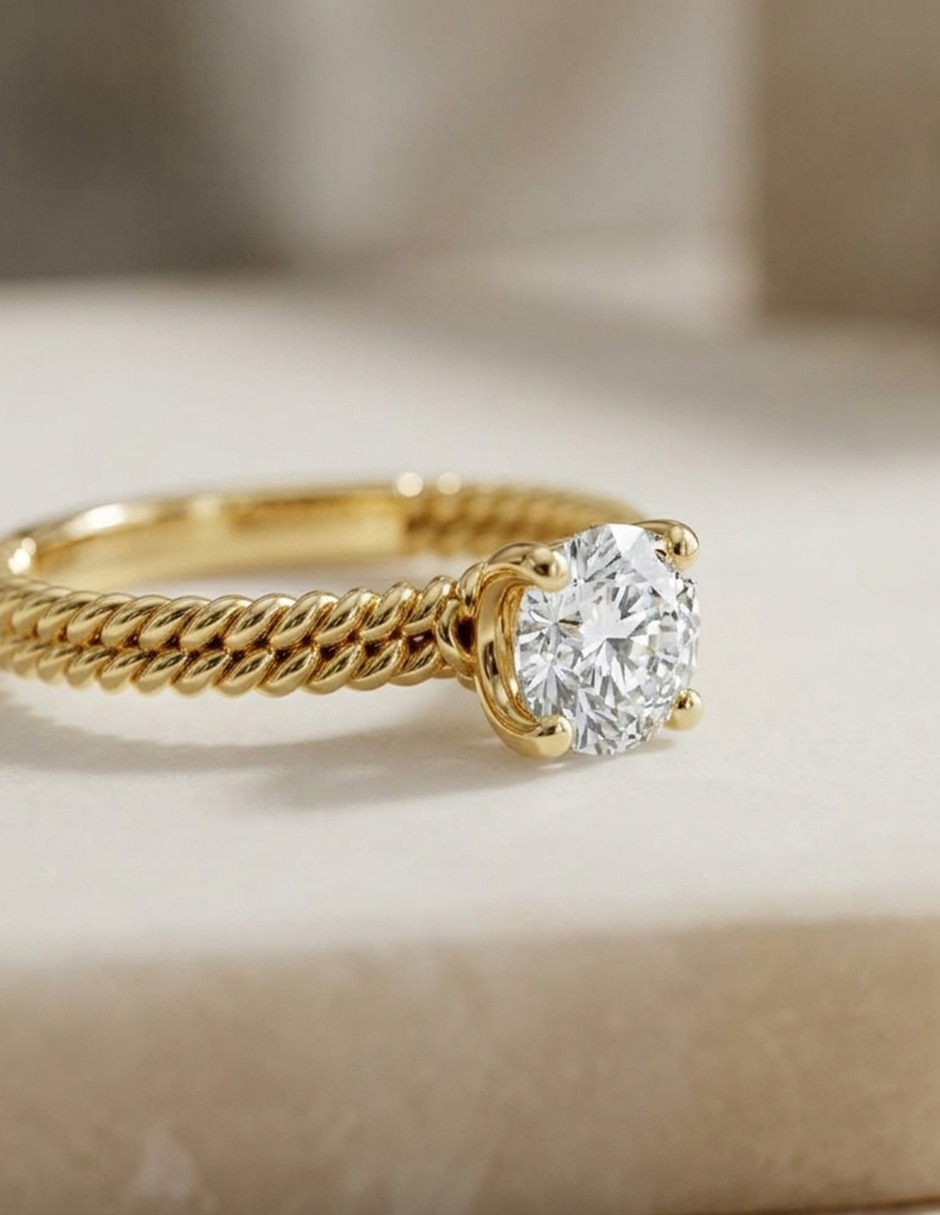 Anillo de compromiso de oro 18 k zirconia cúbica 4