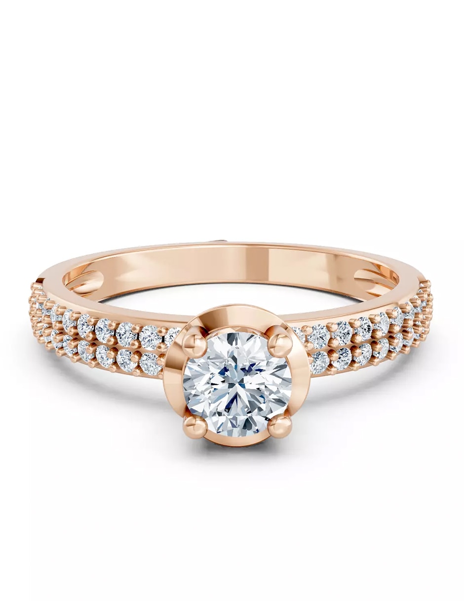 Anillo de compromiso de oro 14 k zirconia cúbica 1