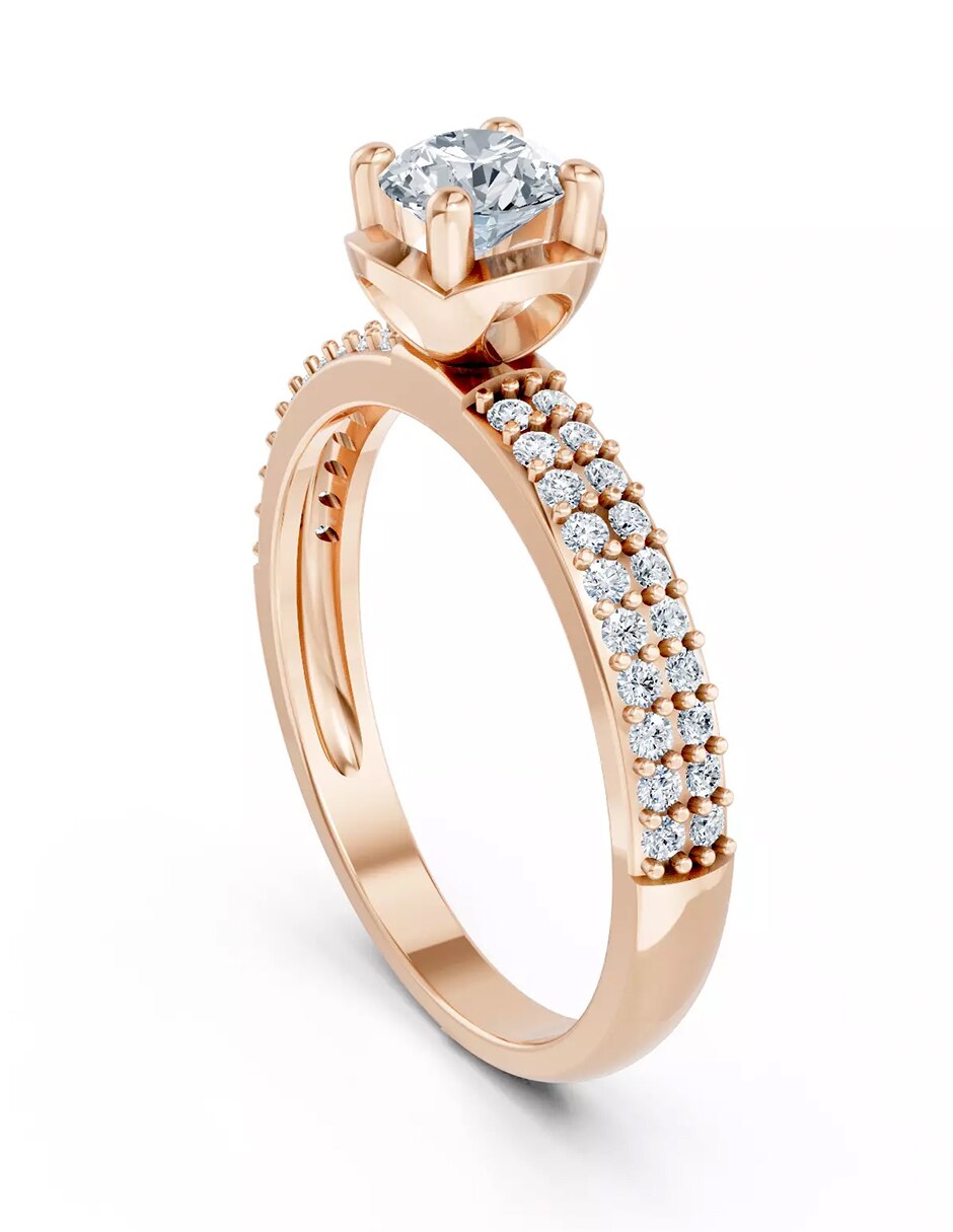 Anillo de compromiso de oro 14 k zirconia cúbica 3