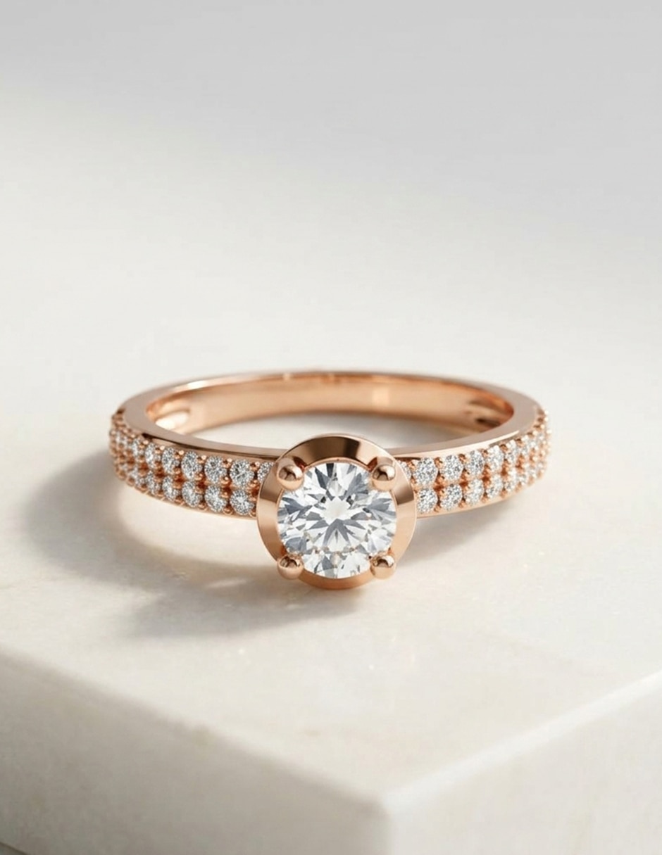Anillo de compromiso de oro 14 k zirconia cúbica 4
