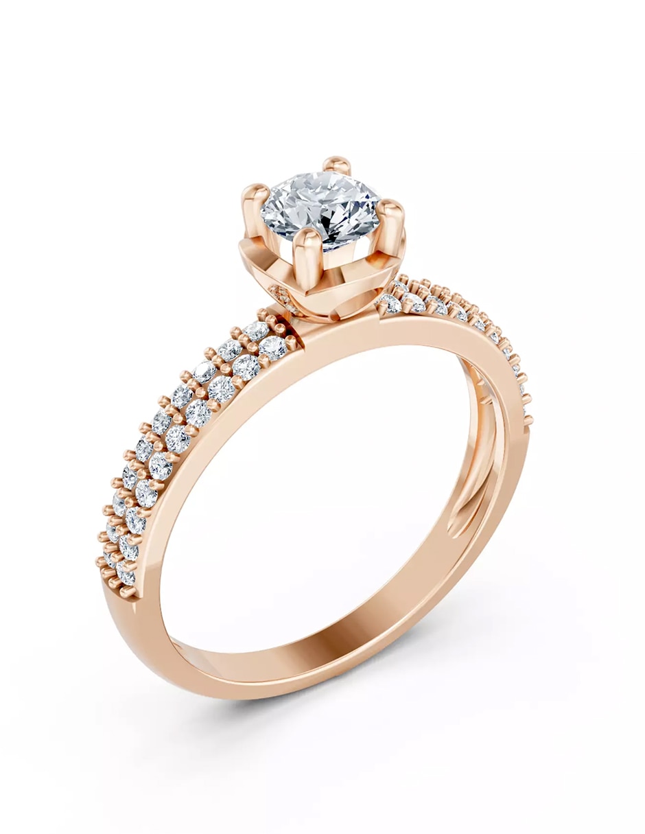 Anillo de compromiso de oro 14 k zirconia cúbica 5