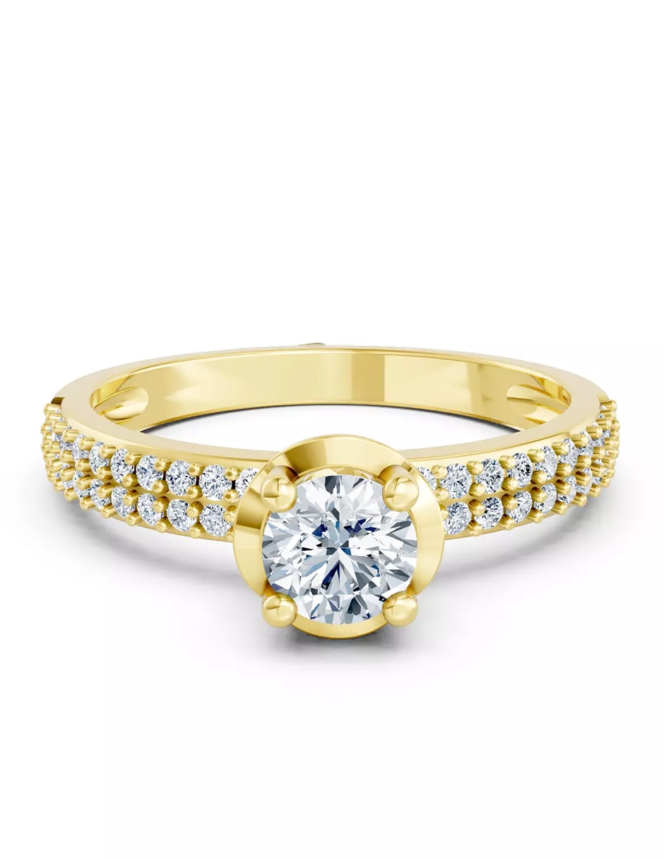 Anillo de compromiso de oro 14 k Amore Mio zirconia cúbica