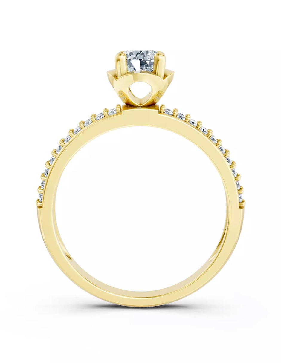 Anillo de compromiso de oro 14 k Amore Mio zirconia cúbica