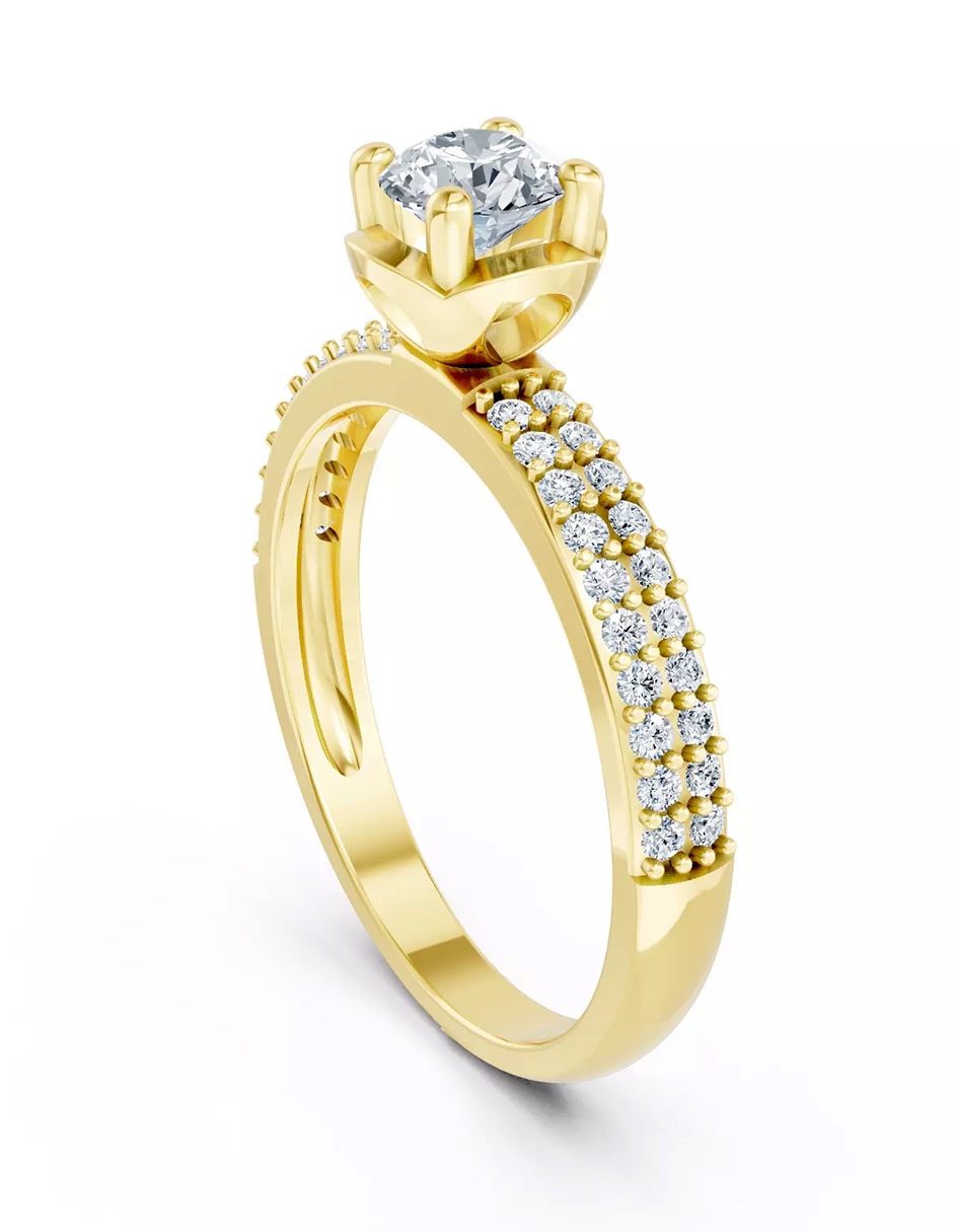 Anillo de compromiso de oro 14 k Amore Mio zirconia cúbica