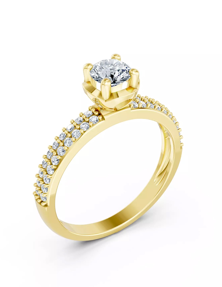 Anillo de compromiso de oro 14 k Amore Mio zirconia cúbica
