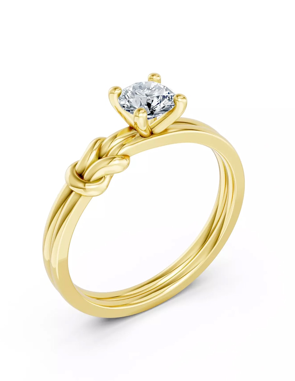 Anillo de compromiso de oro 9 k zirconia cúbica 6