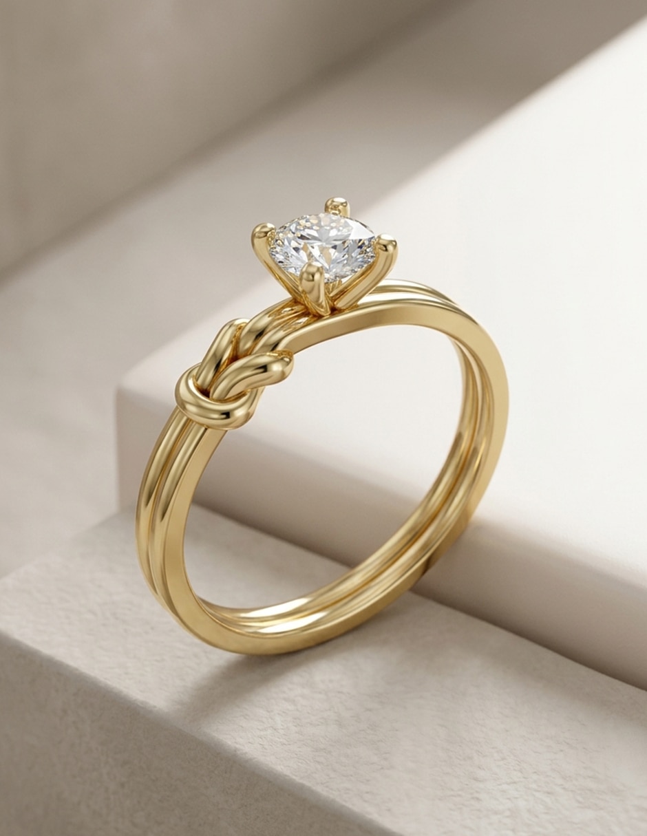 Anillo de compromiso de oro 18 k zirconia cúbica 4