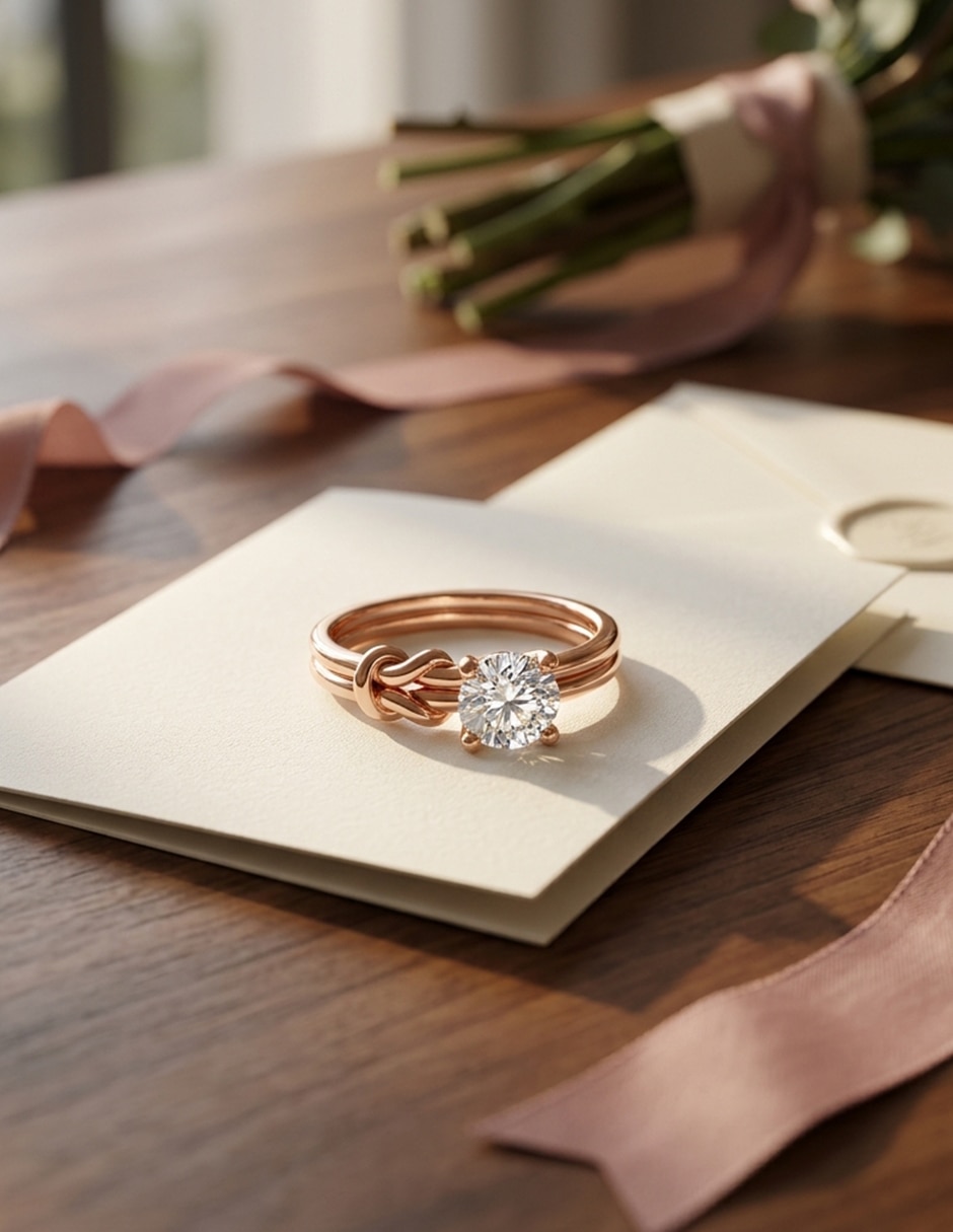 Anillo de compromiso de oro 14 k Amore Mio! 4