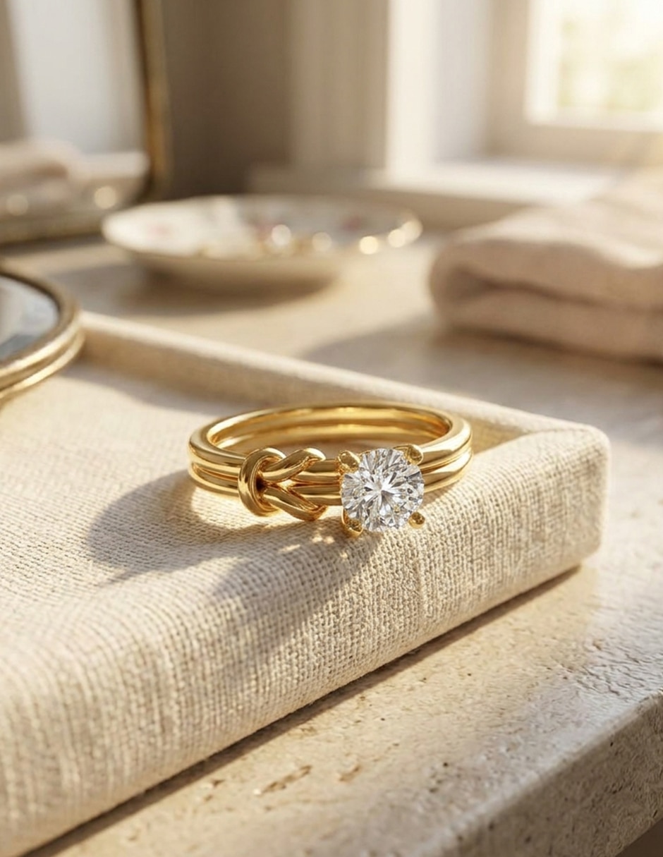 Anillo de compromiso de oro 14 k Amore Mio zirconia cúbica