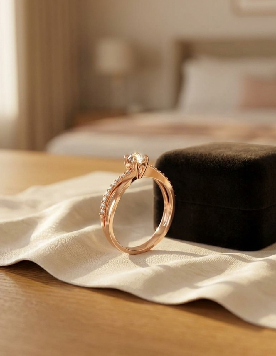 Anillo de compromiso de oro 14 k Amore Mio! 4