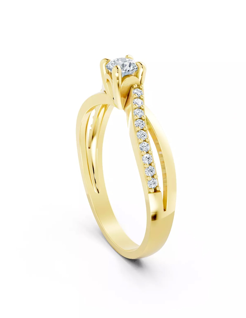 Anillo de compromiso de oro 14 k Amore Mio zirconia cúbica