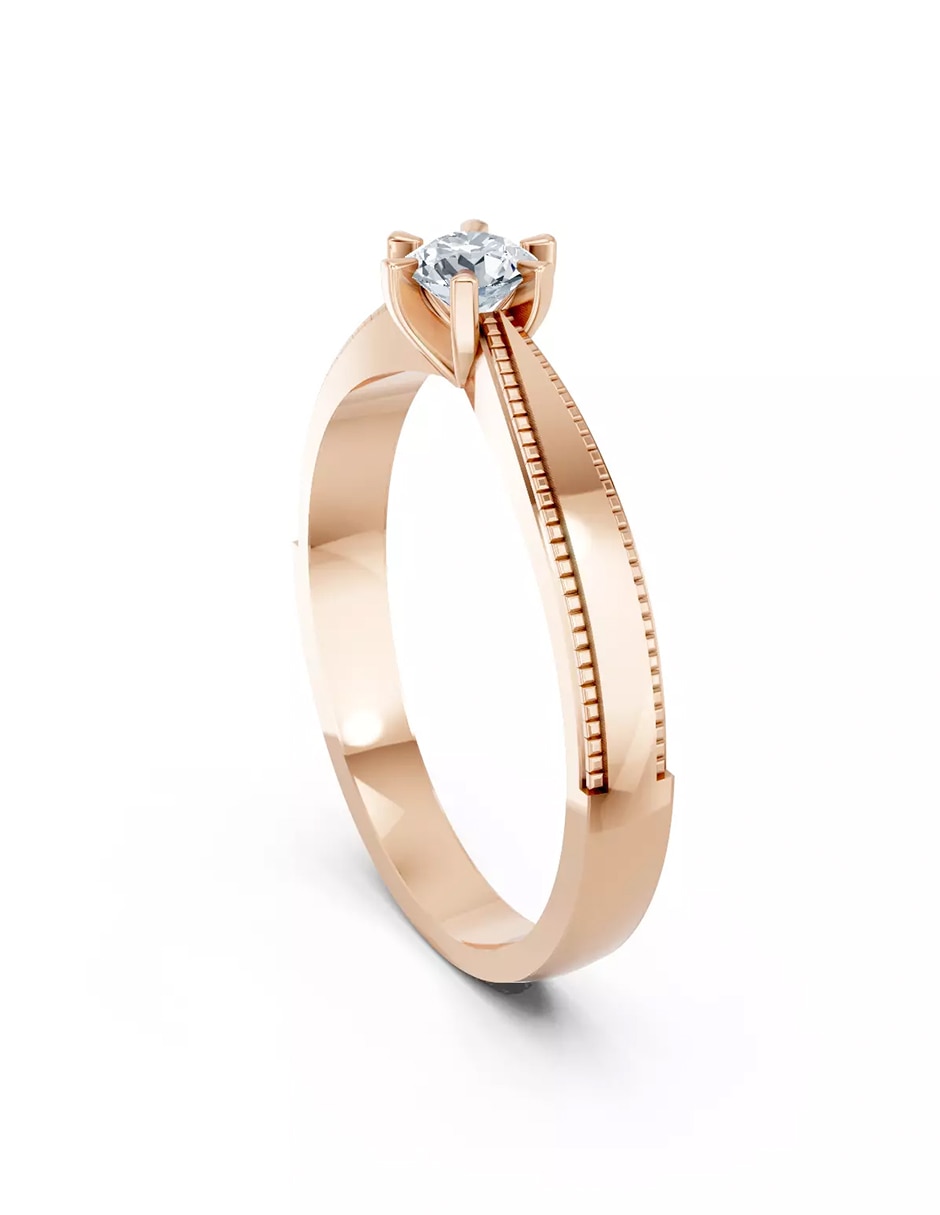 Anillo de compromiso de oro 9 k zirconia cúbica 3