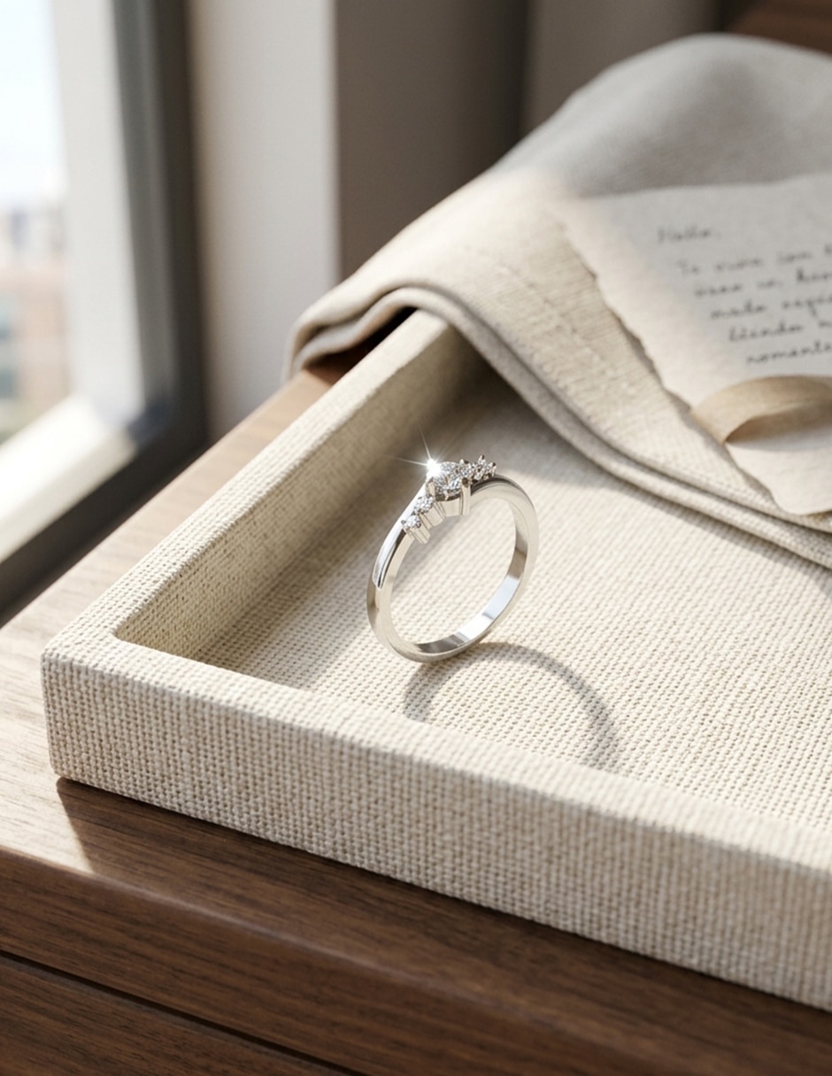 Anillo de compromiso de oro 14 k zirconia cúbica 4