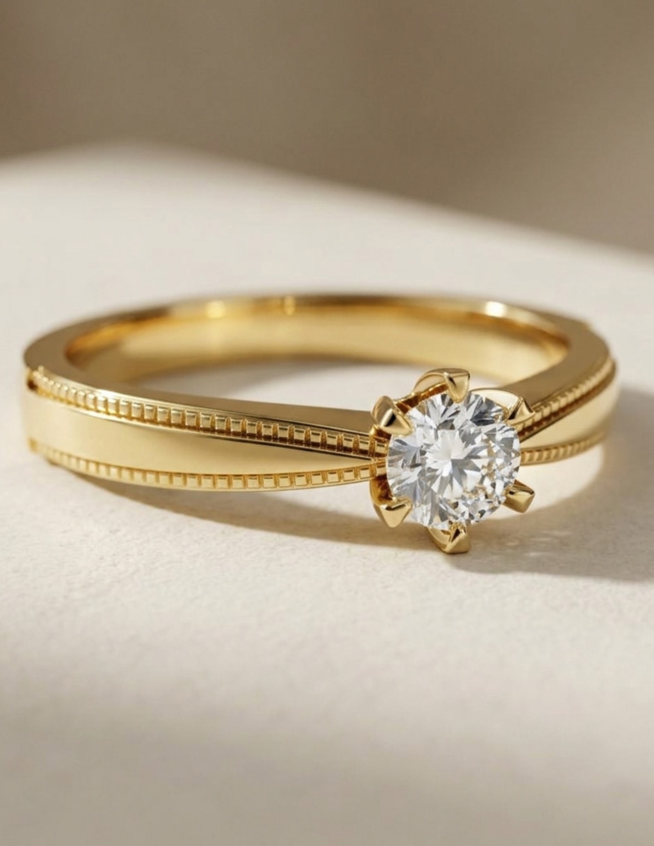 Anillo de compromiso de oro 14 k Amore Mio zirconia cúbica