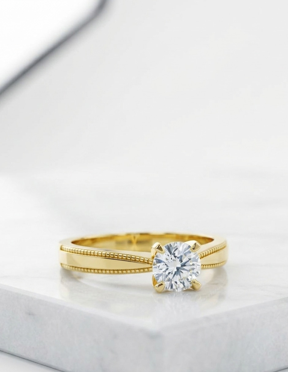 Anillo de compromiso de oro 14 k Amore Mio zirconia cúbica