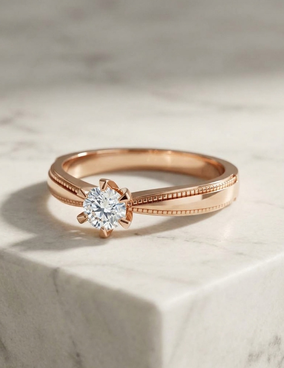 Anillo de compromiso de oro 14 k zirconia cúbica 4
