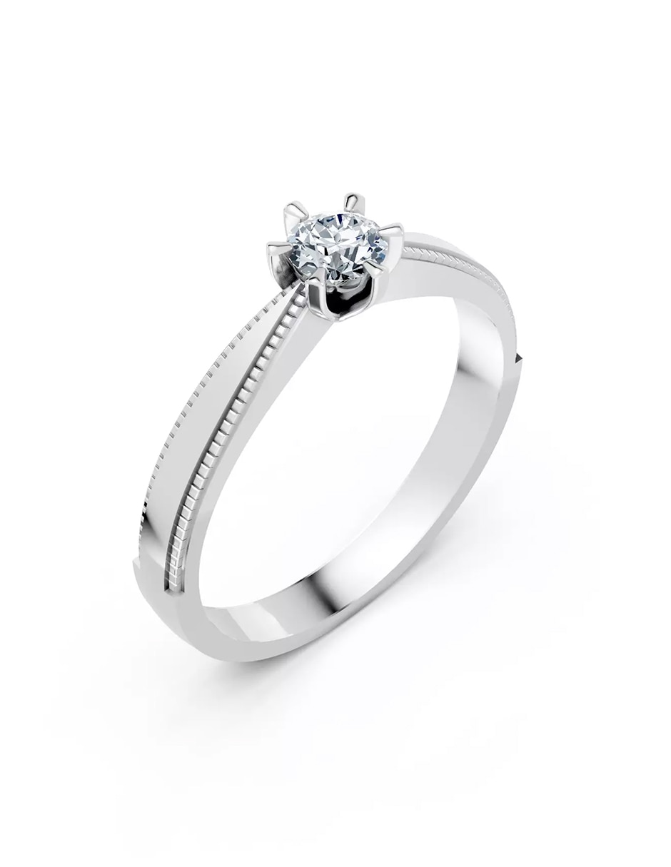 Anillo de compromiso de oro 18 k zirconia cúbica 6
