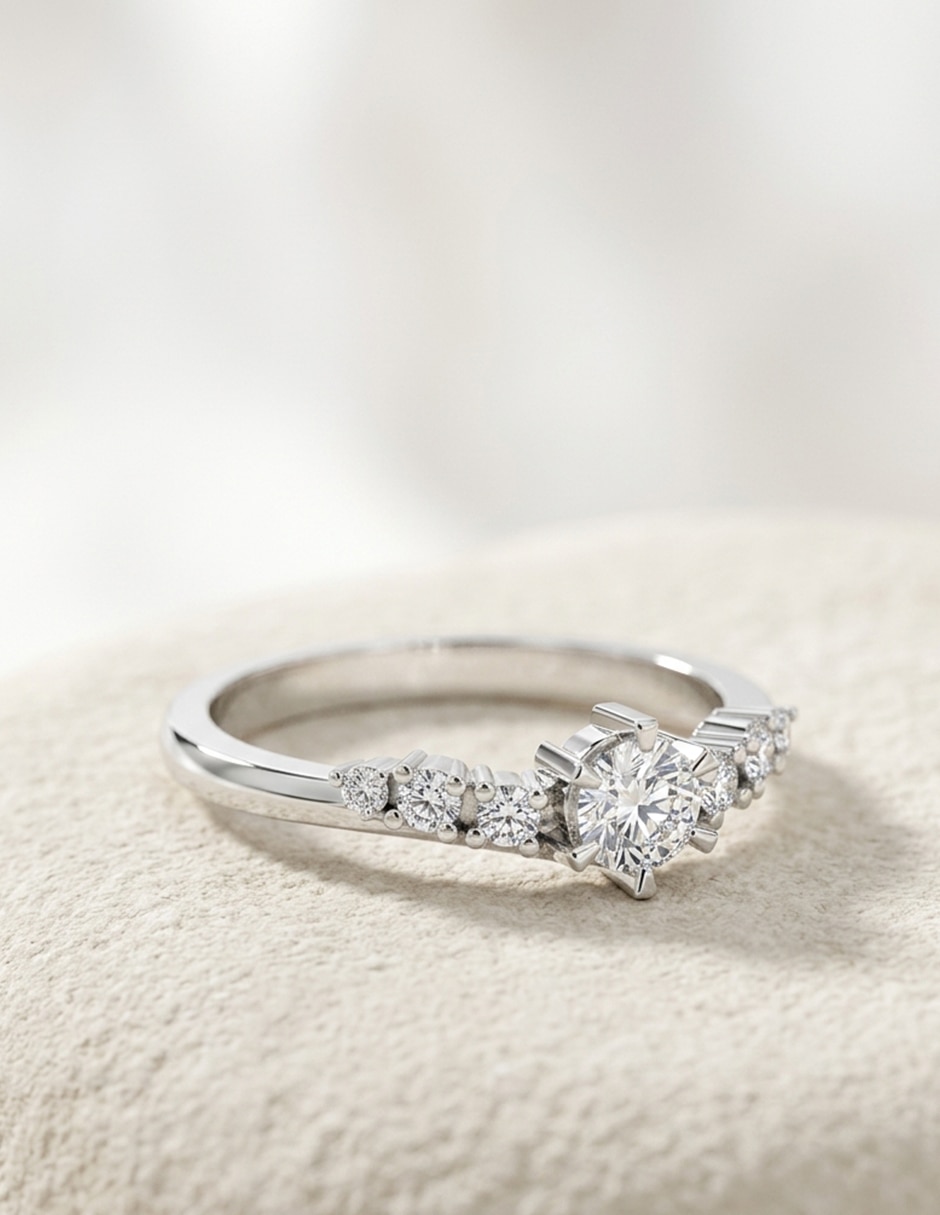 Anillo de compromiso de oro 9 k zirconia cúbica 4