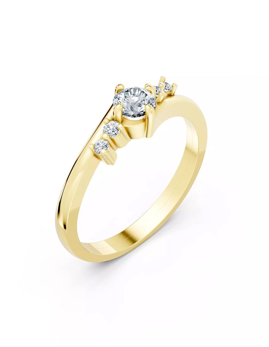 Anillo de compromiso de oro 14 k Amore Mio zirconia cúbica