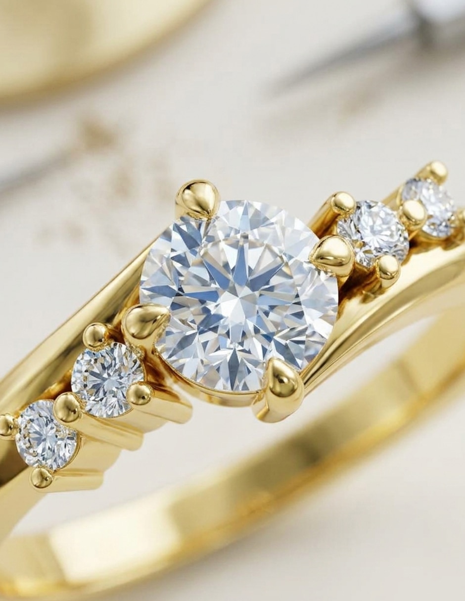 Anillo de compromiso de oro 14 k Amore Mio zirconia cúbica