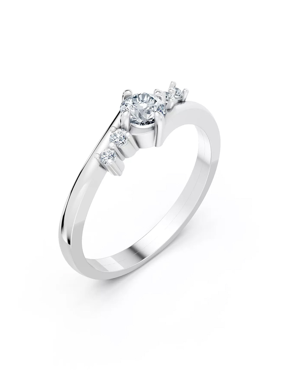 Anillo de compromiso de oro 18 k zirconia cúbica 5