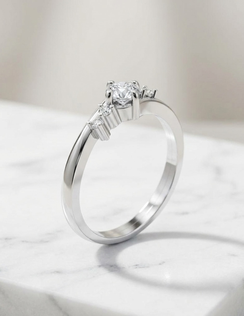 Anillo de compromiso de oro 18 k zirconia cúbica 6