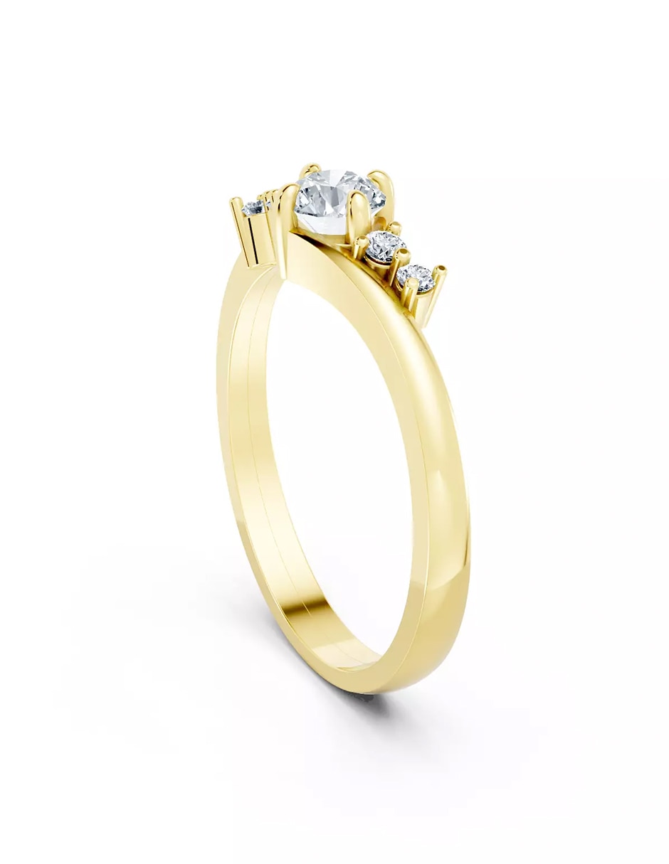 Anillo de compromiso de oro 9 k zirconia cúbica 3