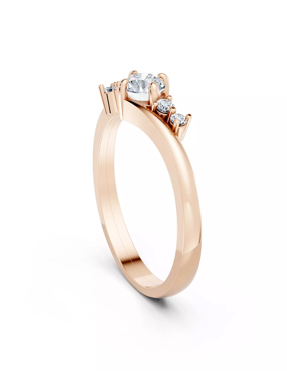 Anillo de compromiso de oro 9 k zirconia cúbica 3