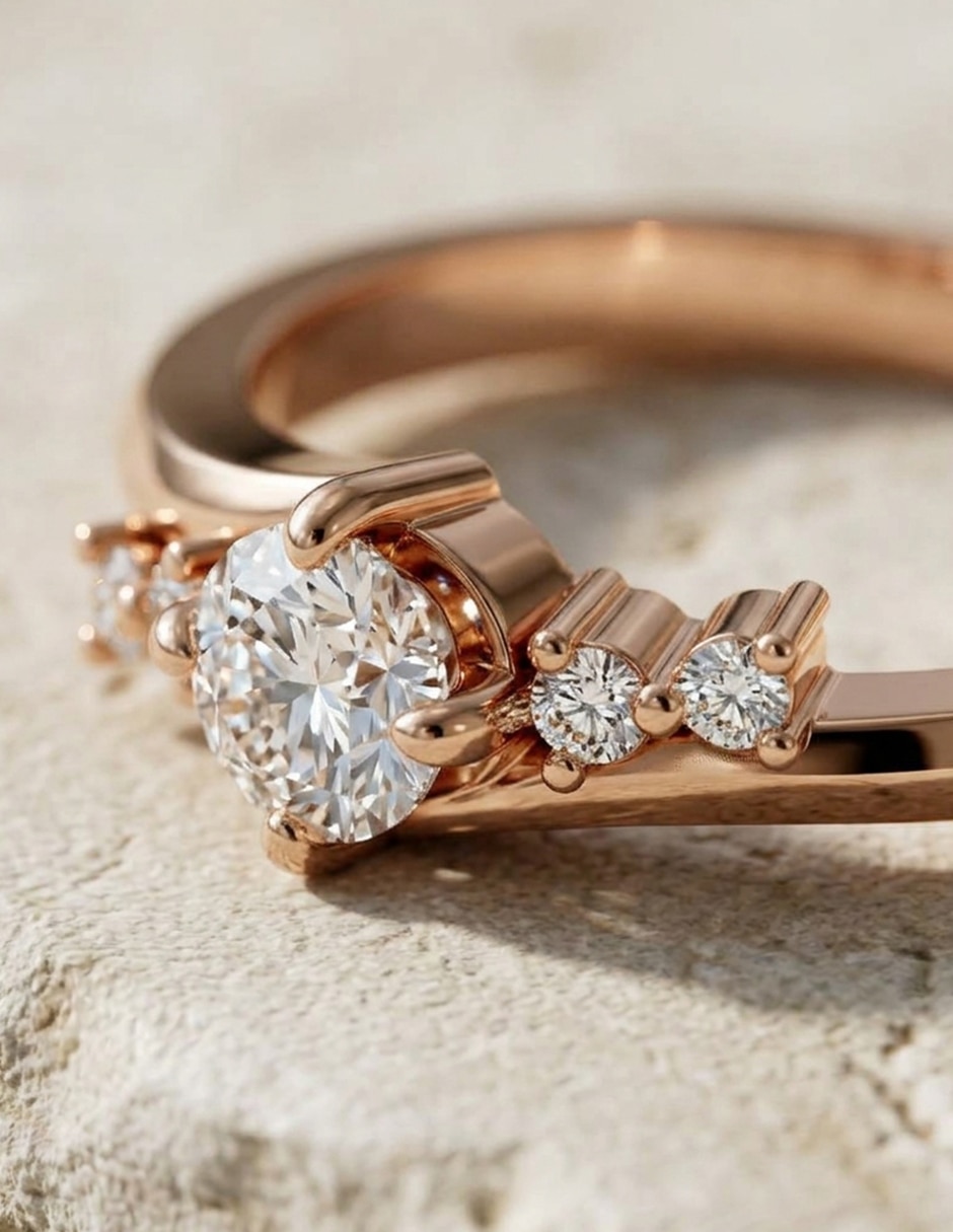 Anillo de compromiso de oro 9 k zirconia cúbica 4