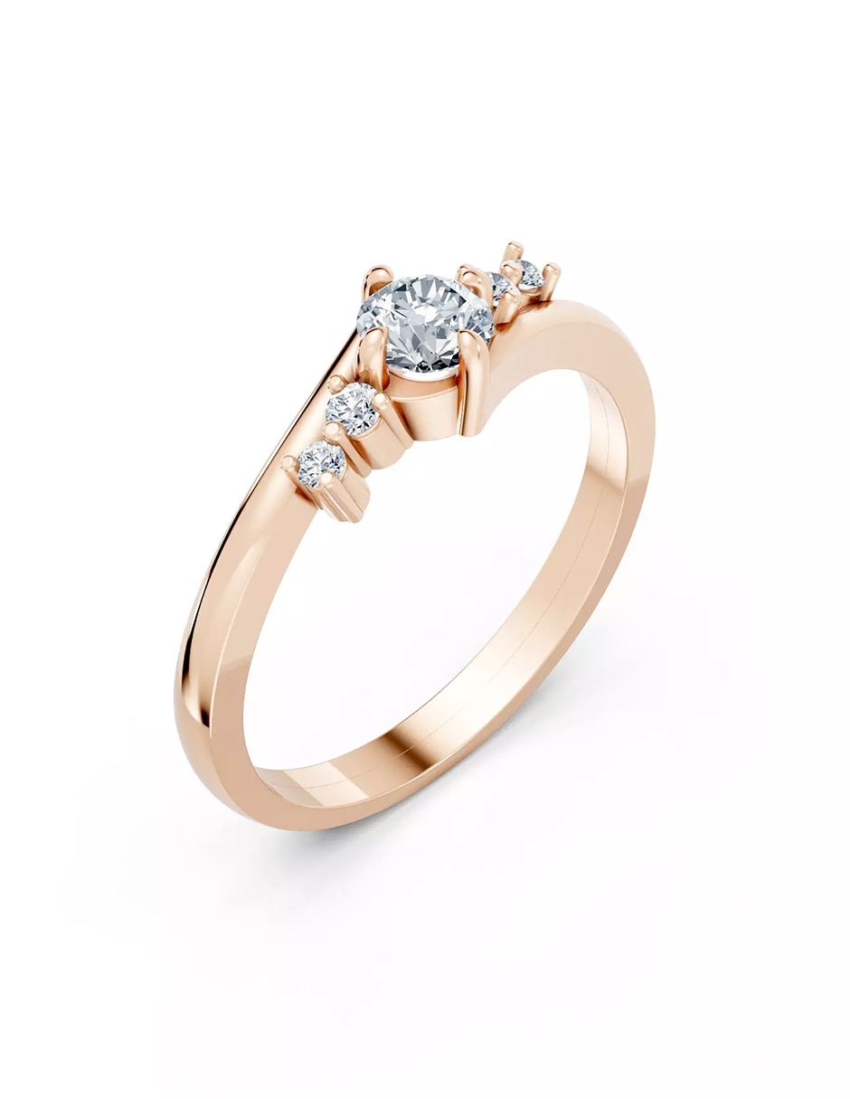 Anillo de compromiso de oro 9 k zirconia cúbica 6